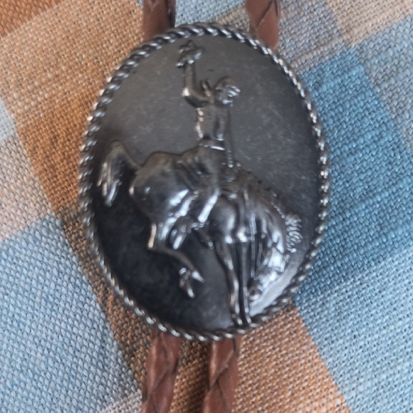 Western Bolo Tie with Silver Tips - Picture 2 of 2